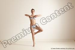 Swimsuit Gymnastic poses Woman White Moving poses Slim long brown Dynamic poses Academic